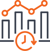 bar graph with orange outline of a clock