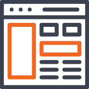 black and orange icon symbolizing a computer screen