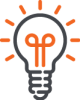 orange and black illustration of lightbulb
