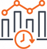 illustrated bar graph with clock